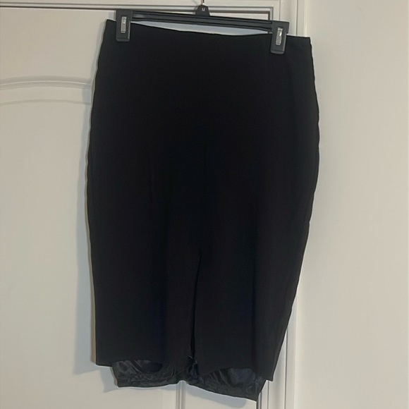 Mango MNG Suit Collection Black Kick Pleat Midi Lined Career Pencil Skirt Size S - Picture 1 of 4